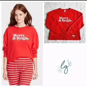Wondershop Women's Merry & Bright Holiday Sweatshirt Christmas sz 1X Red Sweater